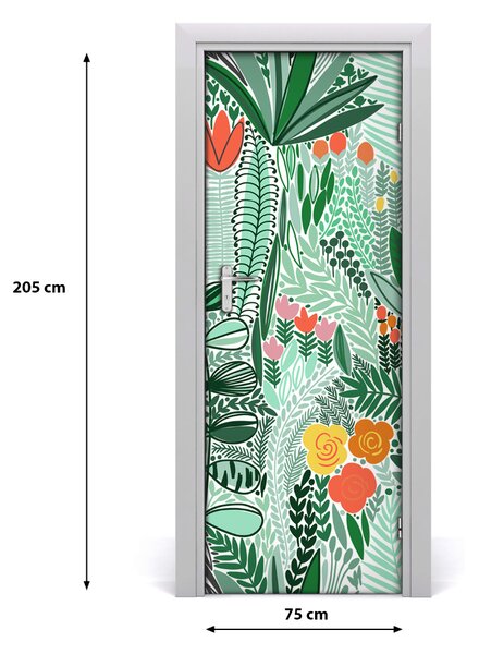 Samolepiace fototapety na dvere tropické kvety 75x205 cm