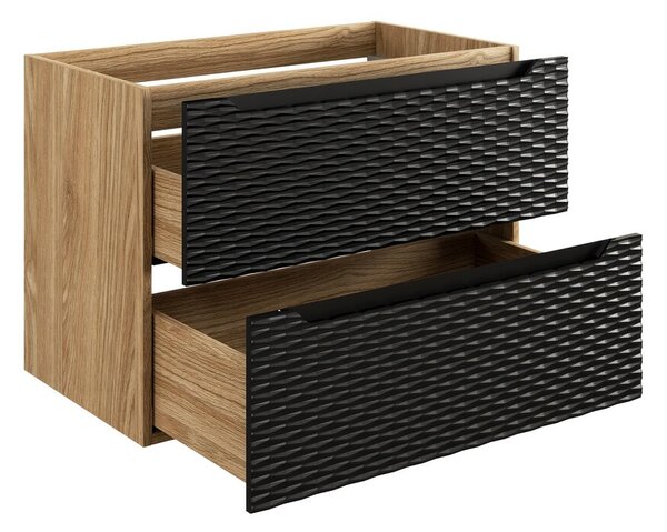 Comad Závesná skrinka Ocean Go so zápustným umývadlom 120 cm čierna/dub olejovaný