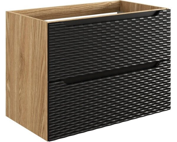 Comad Závesná skrinka Ocean Go so zápustným umývadlom 120 cm čierna/dub olejovaný