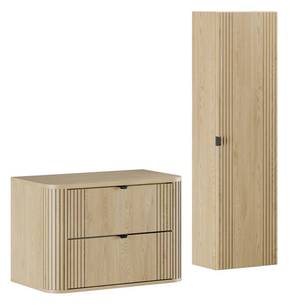 Comad Kúpeľňová zostava Ovalia so skrinkami 80 cm dub Cremona