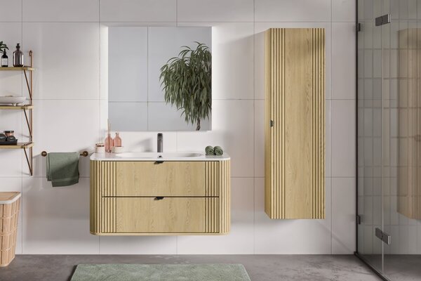 Comad Závesná skrinka Ovalia s umývadlom 100 cm dub Cremona