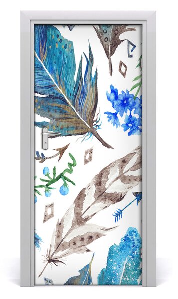 Fototapeta na dvere perá a kvety 85x205 cm