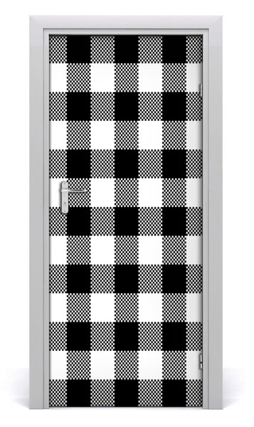 Fototapeta na dvere čiernobiela mriežka 85x205 cm