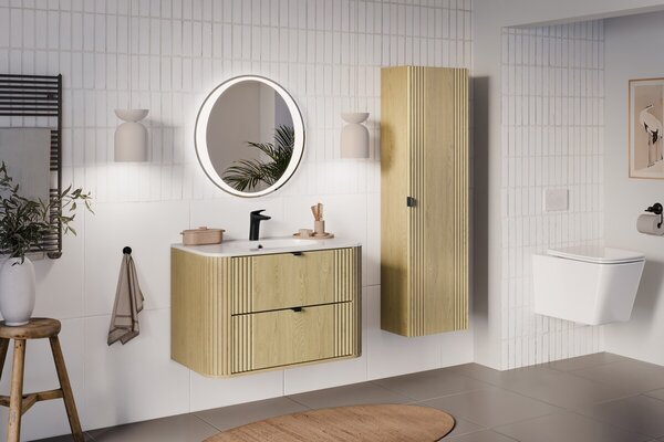Comad Závesná skrinka Ovalia Pure s umývadlom 80 cm dub Cremona