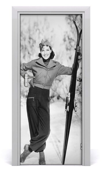 Fototapeta na dvere žena lyže 85x205 cm