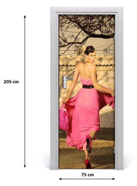 Fototapeta na dvere ľudia žena ružová 75x205 cm