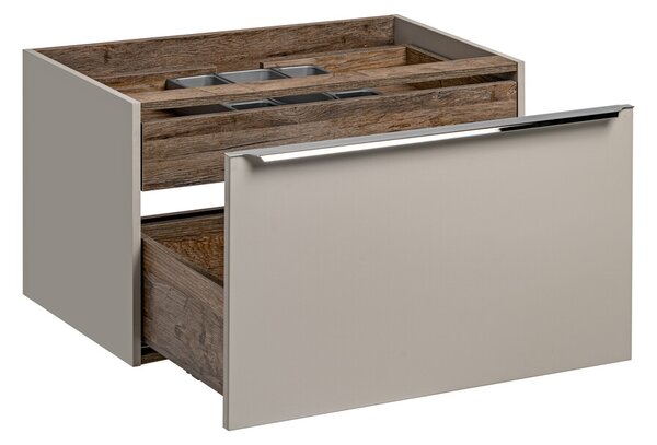 Comad Závesná skrinka Santa Fe s doskou a umývadlom 80 cm taupe/dub santa fe vintage