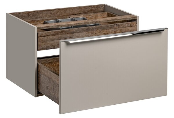 Comad Závesná skrinka SantaFe Smile s doskou a umývadlami 160 cm taupe/dub santa fe vintage