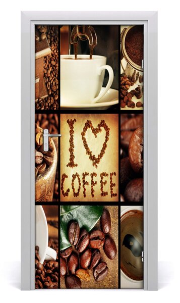 Fototapeta na dvere káva koláž 85x205 cm