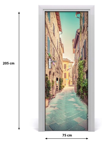 Fototapeta samolepiace na dvere talianskej uličky 75x205 cm