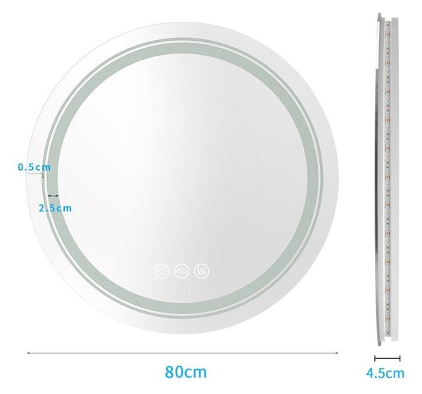 HALMAR Kúpeľňové zrkadlo DOVER 80 cm strieborné