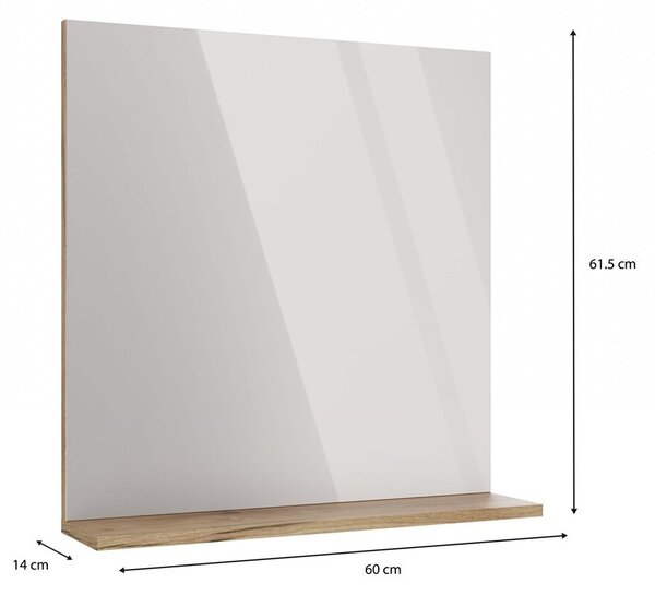 TP Living Kúpeľňové zrkadlo s poličkou Voke 60 cm dub evoke