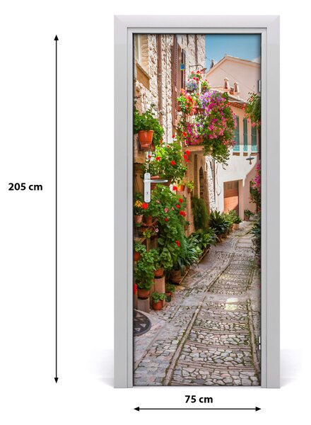 Fototapeta samolepiace na dvere talianskej uličky 75x205 cm
