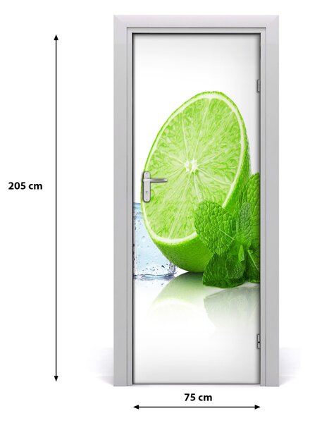 Fototapeta na dvere samolepiace limetka a ľad 75x205 cm