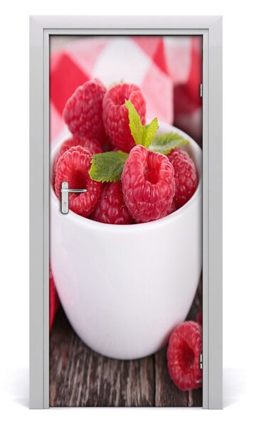 Fototapeta na dvere samolepiace maliny v kelímku 85x205 cm