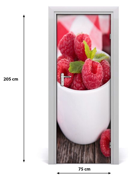 Fototapeta na dvere samolepiace maliny v kelímku 75x205 cm