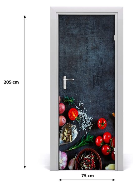 Fototapeta dvere samolepiace zelenina a korenie 75x205 cm