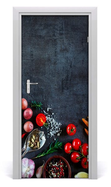 Fototapeta dvere samolepiace zelenina a korenie 85x205 cm
