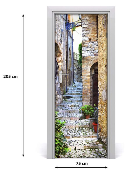 Fototapeta samolepiace na dvere talianskej uličky 75x205 cm