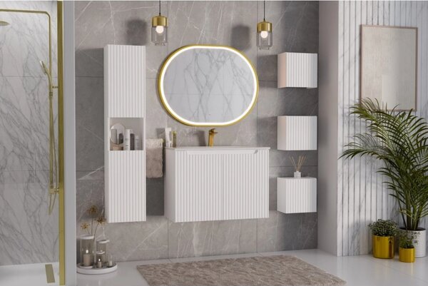 Comad Závesná skrinka pod umývadlo Nova White II s doskou 80 cm biela/dub coast evoke