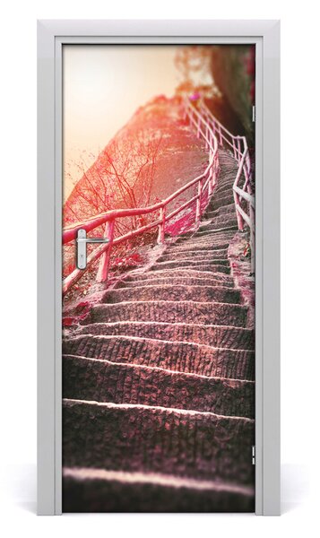 Fototapeta samolepiace na dvere schody v horách 85x205 cm
