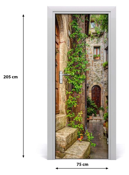 Fototapeta samolepiace na dvere talianskej uličky 75x205 cm