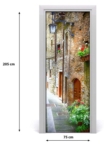Fototapeta samolepiace na dvere talianskej uličky 75x205 cm
