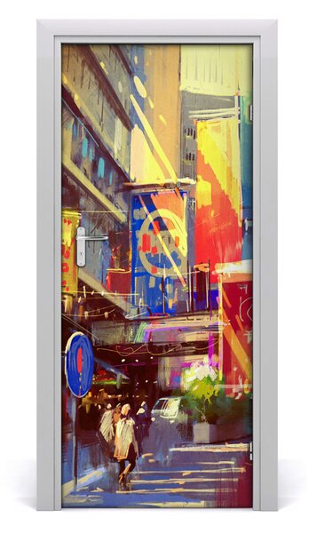 Fototapeta samolepiace na dvere farebné mesto 85x205 cm