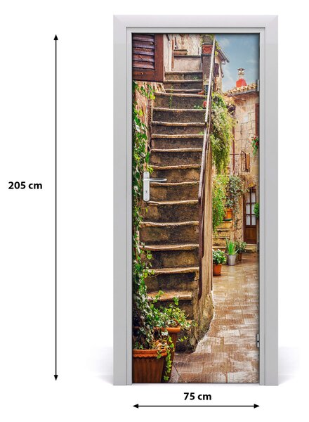 Fototapeta samolepiace na dvere talianskej uličky 75x205 cm