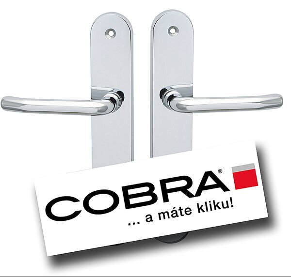 Bezpečnostné kovanie COBRA TITAN s prekrytím (OC - chróm lesklý), kľučka ľavá / kľučka, Otvor na cylindrickú vložku PZ, COBRA OC (chróm lesklý), 90 mm