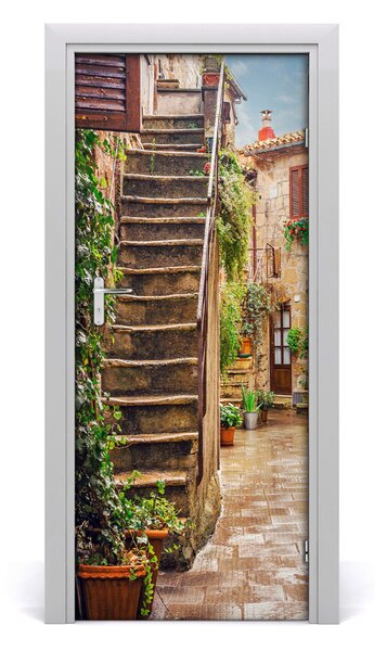 Fototapeta samolepiace na dvere talianskej uličky 85x205 cm