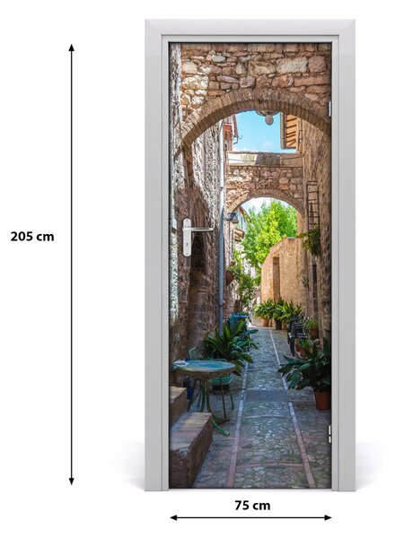 Fototapeta samolepiace na dvere talianskej uličky 75x205 cm