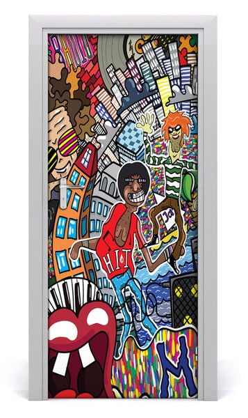 Fototapeta samolepiace na dvere hudobné koláž 85x205 cm