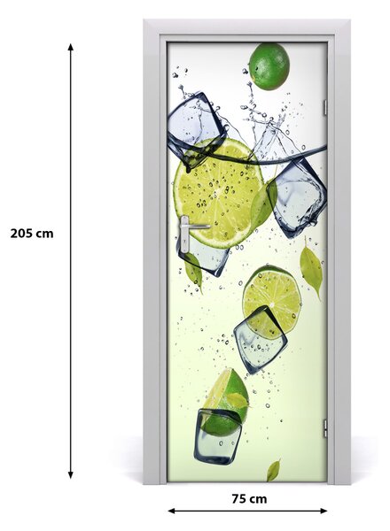 Fototapeta na dvere samolepiace limetky a ľad 75x205 cm