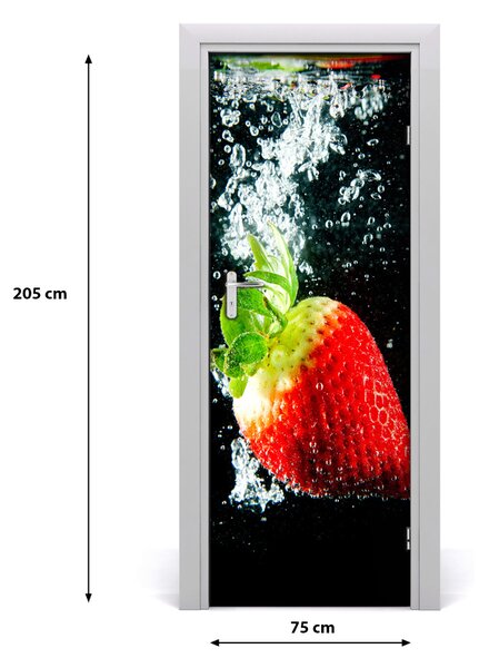 Fototapeta na dvere samolepiace jahody pod vodou 75x205 cm