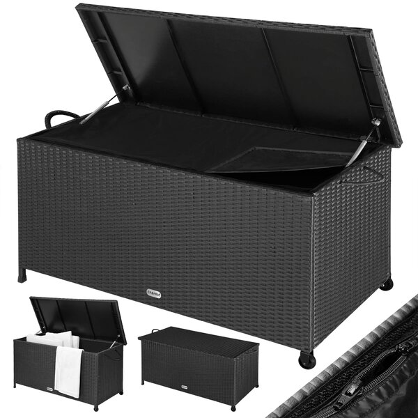 Polyratanový úložný box RICCO, 117 x 53 x 60cm, čierna Casaria