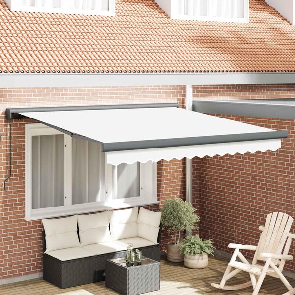 Maison Exclusive – Manuálna markíza, 3 x 2,5 m, biela, 100% polyester