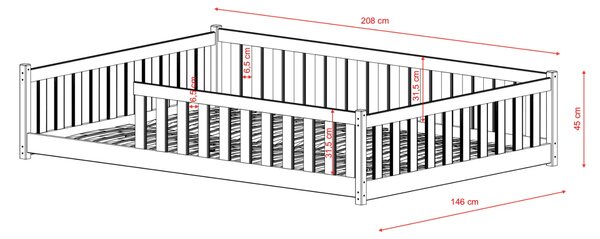 MAXMAX Detská Montessori posteľ z masívu borovice BETTY - 200x140 cm - OLIVOVO ZELENÁ