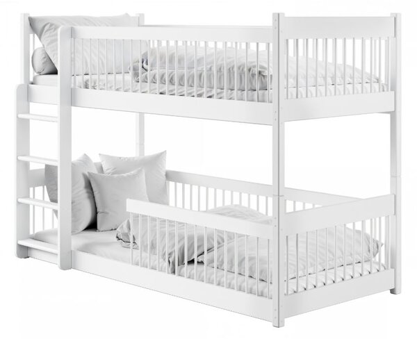 MAXMAX Detská poschodová posteľ s Montessori lôžkom z masívu borovice BOLEK - 200x90 cm - BIELA