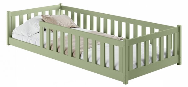 MAXMAX Detská Montessori posteľ z masívu borovice BETTY - 200x90 cm - OLIVOVO ZELENÁ