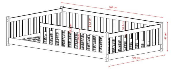 MAXMAX Detská Montessori posteľ z masívu borovice BETTY - 200x120 cm - OLIVOVO ZELENÁ