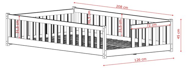 MAXMAX Detská Montessori posteľ z masívu borovice VILÉM - 200x120 cm - BIELA