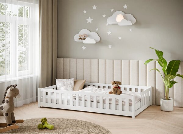 MAXMAX Detská Montessori posteľ z masívu borovice VILÉM - 200x120 cm - BIELA