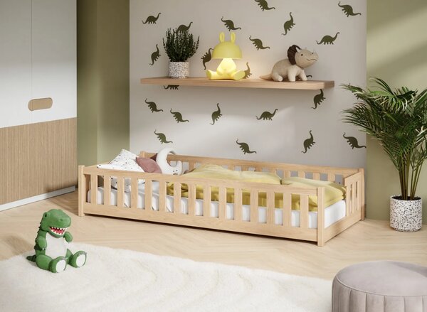 MAXMAX Detská Montessori posteľ z masívu borovice VILEM - 160x80 cm - PRÍRODNÁ BOROVICA