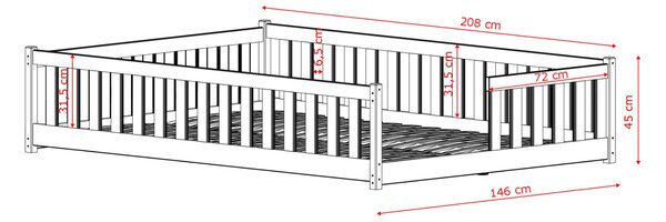 MAXMAX Detská Montessori posteľ z masívu borovice VÍLOM - 200x140 cm - PRÍRODNÁ BOROVICA