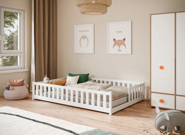 MAXMAX Detská Montessori posteľ z masívu borovice VILEM - 200x140 cm - BIELA