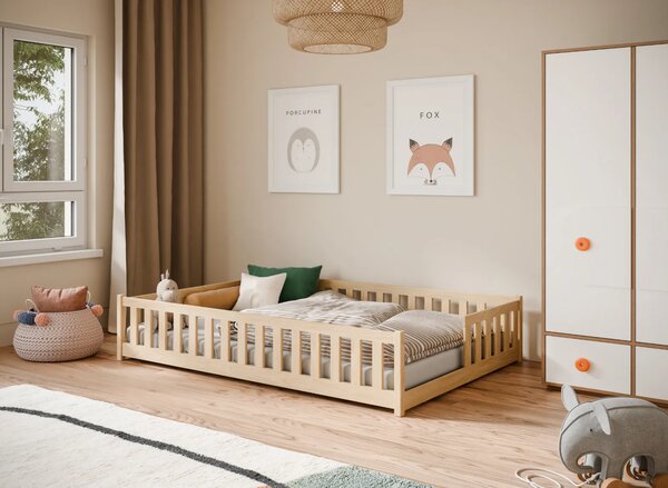 MAXMAX Detská Montessori posteľ z masívu borovice VÍLOM - 200x140 cm - PRÍRODNÁ BOROVICA
