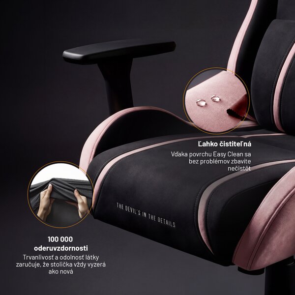 Látková herná stolička čierno-ružová Diablo X-One 2.0 Akira Pink Small