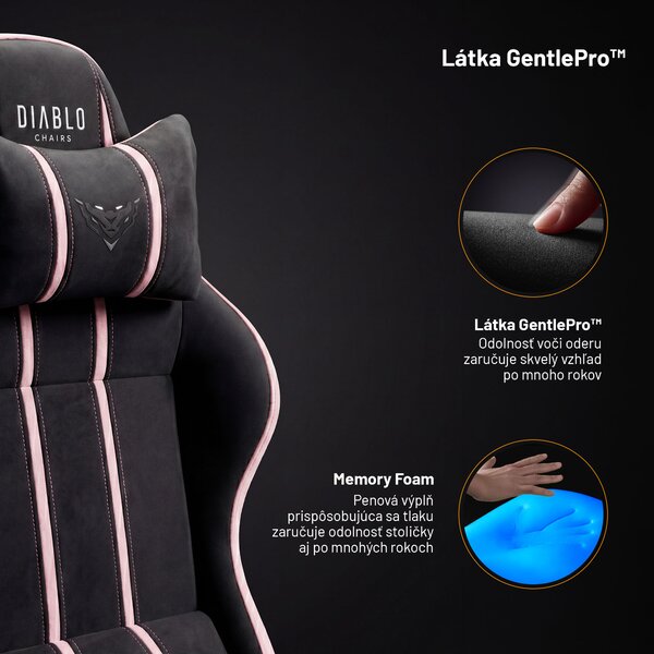 Látková herná stolička čierno-ružová Diablo X-One 2.0 Akira Pink Small