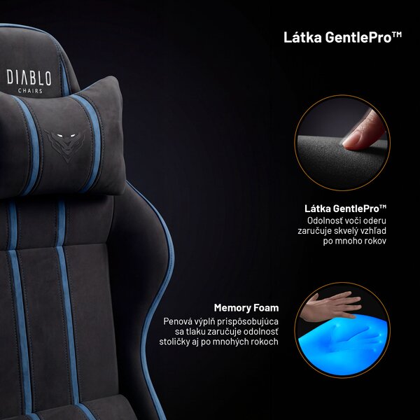 Látková herná stolička čierno-modrá Diablo X-One 2.0 Night Blue Small